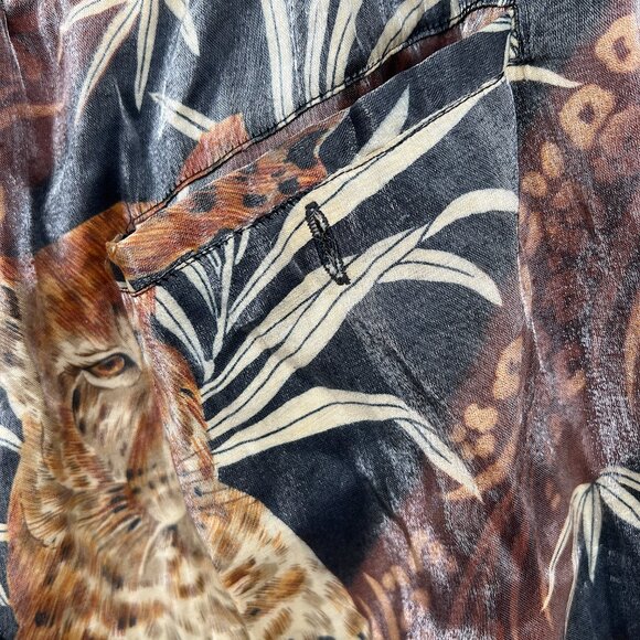 Vintage 80s 90s Bar code baggy long length wild animal shorts tigers leopard XL - Picture 7 of 10